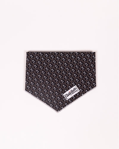 Black KC Heart Dog Bandana Front