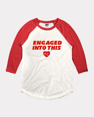 Engaged Into This White & Red Raglan