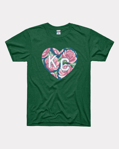 Floral KC Rose Heart Forest Green T-Shirt