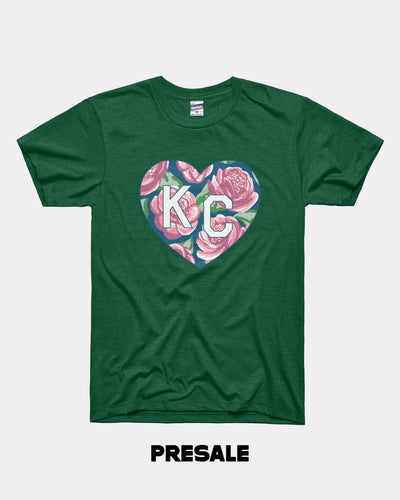 Forest Green Floral KC Rose Heart T-Shirt