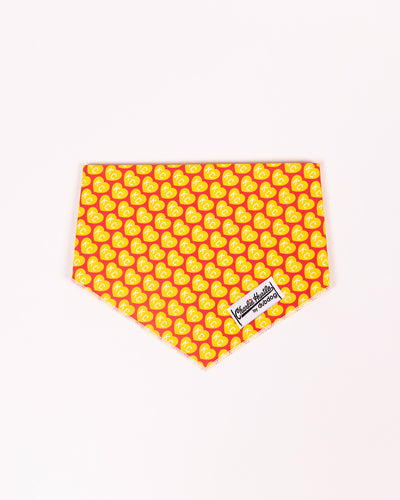 Gold KC Heart Dog Bandana Front