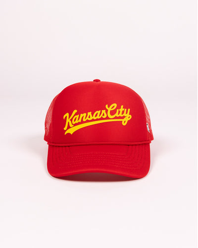 Red Kansas City Script Trucker Hat