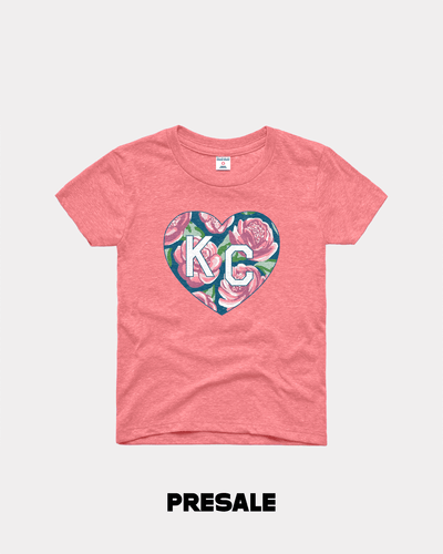 Vintage Pink Kids Floral KC Rose Heart T-Shirt