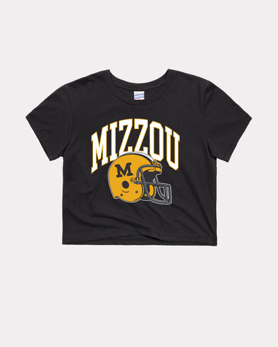 Black Women's Mizzou Arch Helmet Crop Top