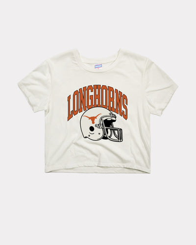 White Women's Texas Arch Helmet Crop Top
