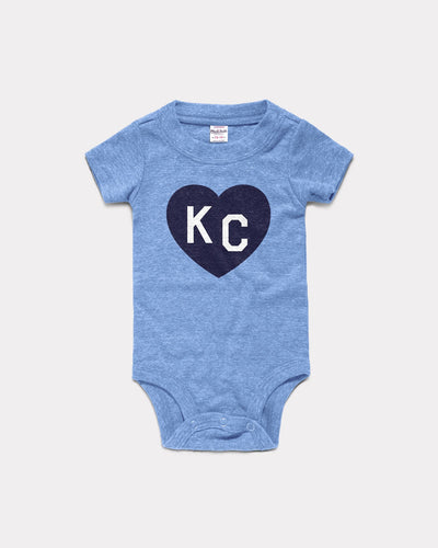 Light Blue KC Heart Vintage Onesie