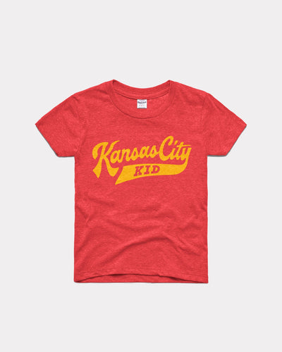 Kids Red & Gold Kansas City Kid Vintage Youth T-Shirt