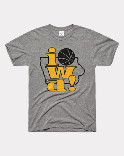 Grey Iowa! Basketball University of Iowa Hawkeyes Vintage T-Shirt