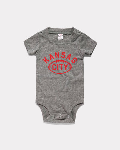 Grey Kansas City Football Vintage Arrowhead Onesie
