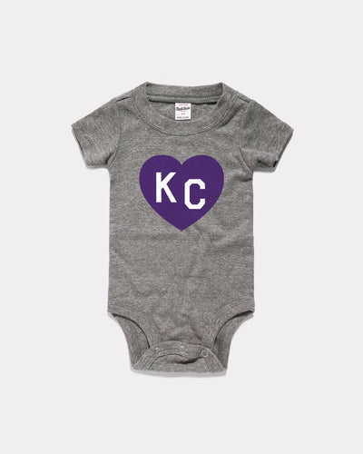Vintage Grey & Purple KC Heart Onesie