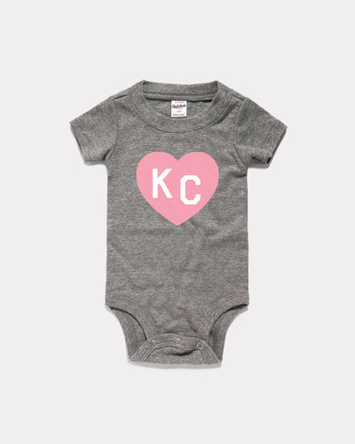 Vintage Grey & Light Pink KC Heart Onesie