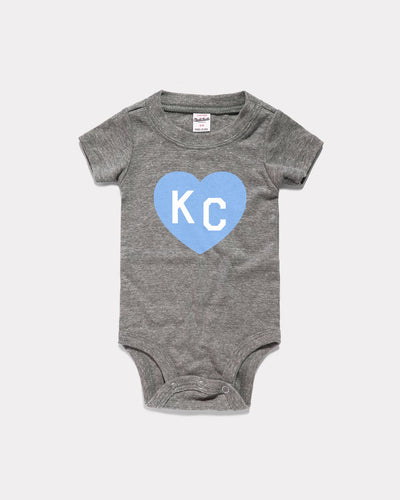 Vintage Grey & Light Blue KC Heart Onesie