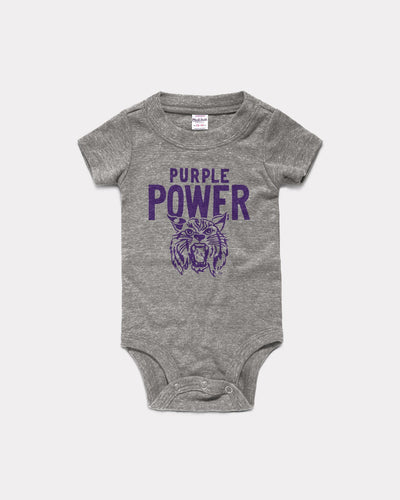 Grey K-State Wildcats Purple Power Vintage Onesie