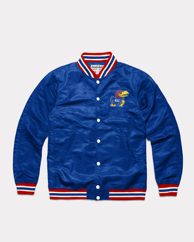 Royal Blue Rock Chalk Jayhawk KU Varsity Jacket Front