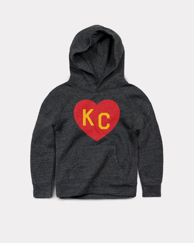 Kids Black & Red KC Heart Vintage Youth Hoodie