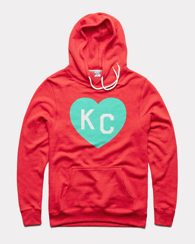 Red & Teal KC Heart Vintage Hoodie Sweatshirt