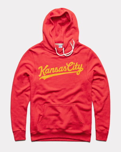 Red & Gold Kansas City Script Red Vintage Hoodie Sweatshirt