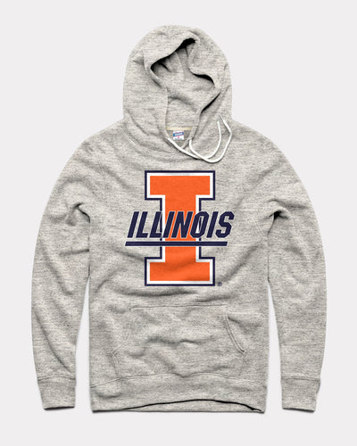 Athletic Grey Illinois Block "I" Vintage Hoodie Sweatshirt