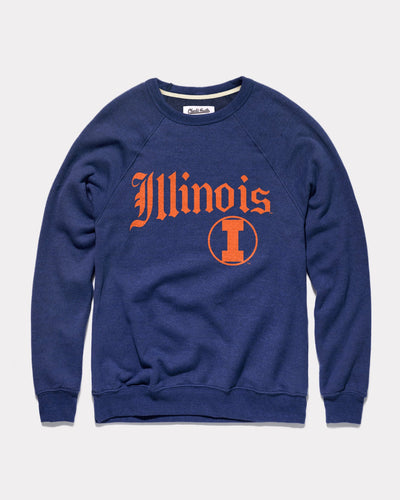 Navy University of Illinois Fighting Illini Pennant Vintage Crewneck